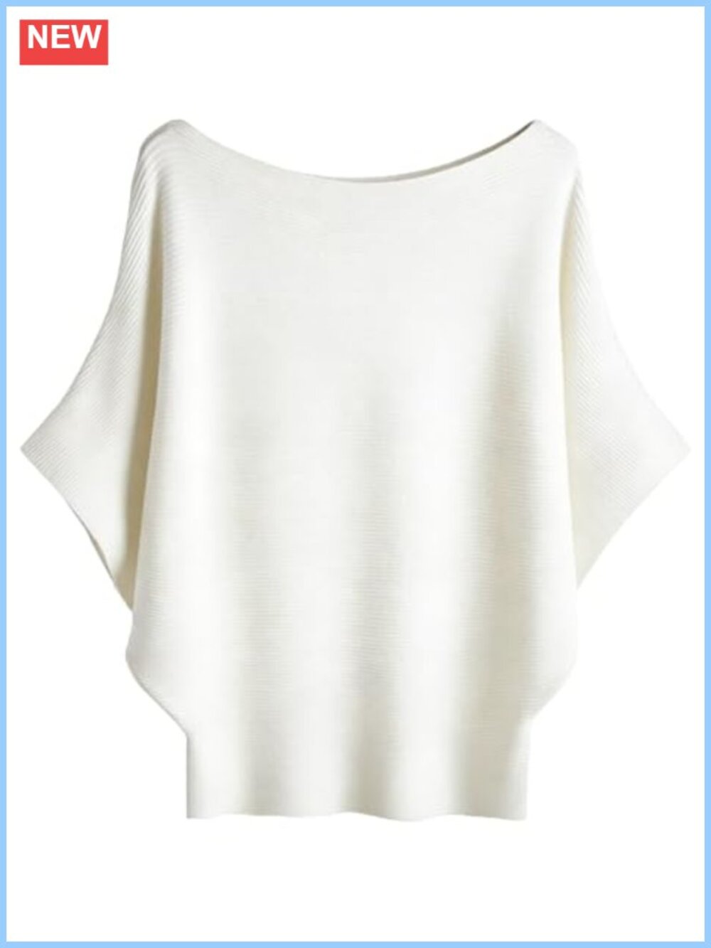 Women's Batwing Short Sleeve Knit Sweater Boat Neck Dolman Pullover Top Loose